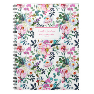 Pastel Watercolor Floral Name DIY Title Prayer Notebook