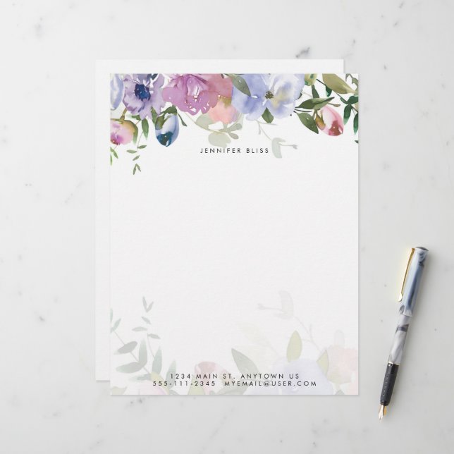 Pastel watercolor floral personalized (Front/Back In Situ)