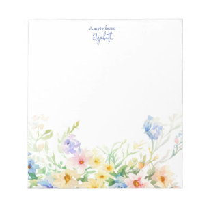 Pastel watercolor floral personalized notepad