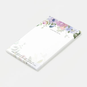 Pastel watercolor floral personalized post-it notes