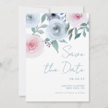 Pastel Watercolor Floral Roses Save The Date