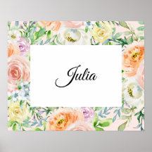Pastel Watercolor Floral with Customizable Name