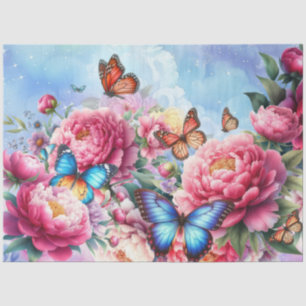 Pastel Watercolor Florals & Butterflies Decoupage Tissue Paper