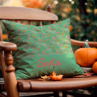 Pastel watercolor flower boho orange Throw Pillow