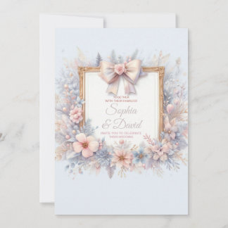 Pastel Watercolor Flower Wedding  Invitation