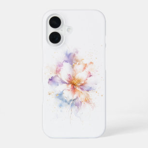 Pastel Watercolor Flower with Gold Accents Art iPhone 16 Case
