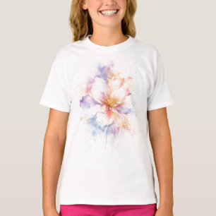 Pastel Watercolor Flower with Gold Accents Art T-Shirt