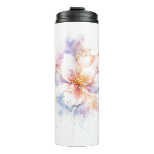 Pastel Watercolor Flower with Gold Accents Art Thermal Tumbler