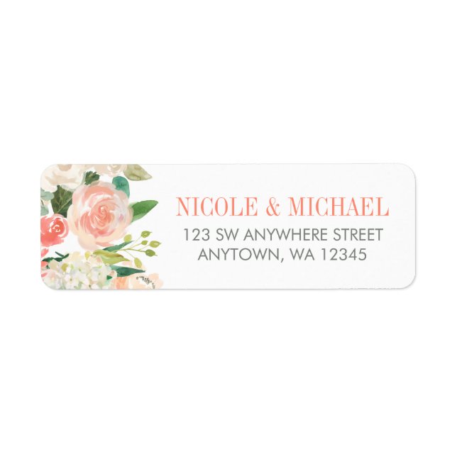 Pastel Watercolor Flowers Adresse de retour (Devant)