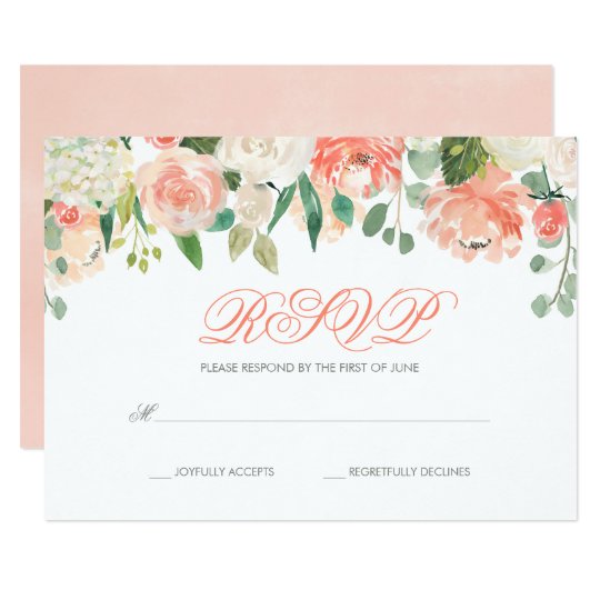 Pastel Watercolor Flowers Bat Mitzvah RSVP Card