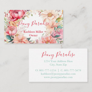 Pastel Watercolor Flowers Floral Shop  Business Card
