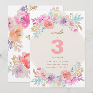 Pastel Watercolor Flowers Invitation Anniversaire 