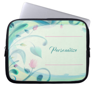 Pastel Watercolor Flowers Personalize Laptop Sleeve