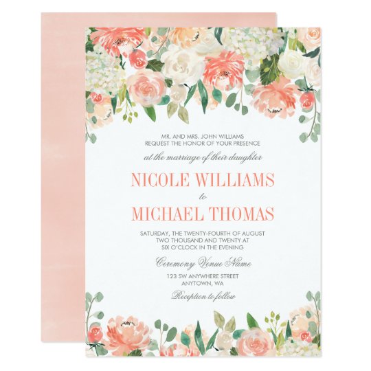 Pastel Watercolor Flowers Wedding Invitations
