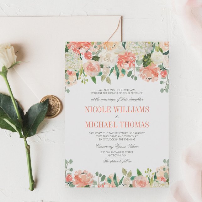 Pastel Watercolor Flowers Wedding Invitations (Creator Uploaded)