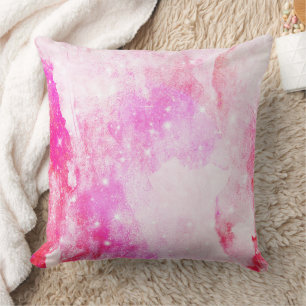 Pastel Watercolor & Galaxy Nebula Abstract Pattern Throw Pillow