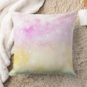 Pastel Watercolor & Galaxy Nebula Abstract Pattern Throw Pillow