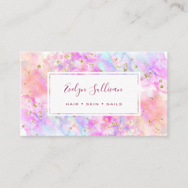 pastel watercolor glitter business card (Front)