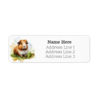 Pastel Watercolor Guinea Pig Return Address