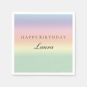 Pastel Watercolor Happy Birthday Party Paper Napkin