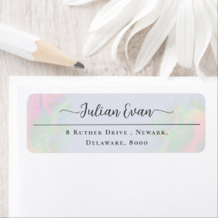 Pastel Watercolor Holographic Blue Return Address