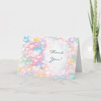Pastel Watercolor Layered Hearts Wedding Thank You Card