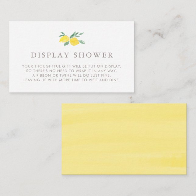 Pastel Watercolor Lemon Summer Display Shower Enclosure Card (Front/Back)
