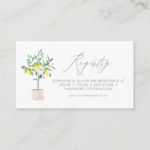 Pastel Watercolor Lemon Tree Wedding Registry Enclosure Card