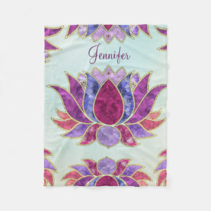 Pastel Watercolor Lotus Symbol with custom name Fleece Blanket