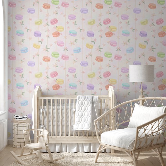 Pastel watercolor macaron pattern wallpaper (Kids)