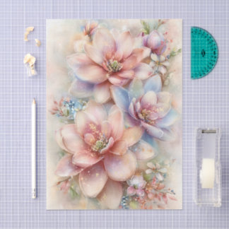 Pastel Watercolor Magnolia Decoupage Tissue Paper