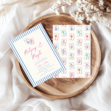 Pastel Watercolor Mahjong Stripes Bridal Party