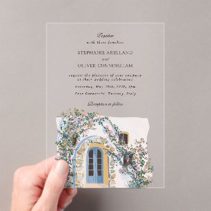 Pastel Watercolor Mediterranean Italian Wedding Acrylic Invitations