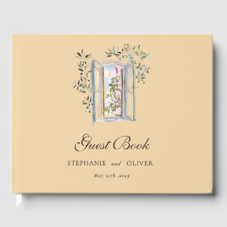 Pastel Watercolor Mediterranean Italian Wedding Guest Book