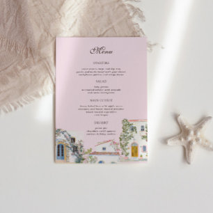 Pastel Watercolor Mediterranean Italian Wedding Menu