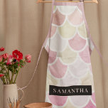 Pastel Watercolor Mermaid Scales Pattern With Name Apron<br><div class="desc">Pastel Watercolor Mermaid Scales Pattern With Name</div>