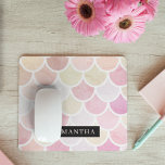 Pastel Watercolor Mermaid Scales Pattern With Name Mouse Pad<br><div class="desc">Pastel Watercolor Mermaid Scales Pattern With Name</div>