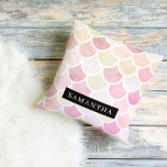 Pastel Watercolor Mermaid Scales Pattern With Name Outdoor Pillow<br><div class="desc">Pastel Watercolor Mermaid Scales Pattern With Name</div>