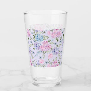 Pastel Watercolor Mixed Colour Hydrangea Flowers  Glass