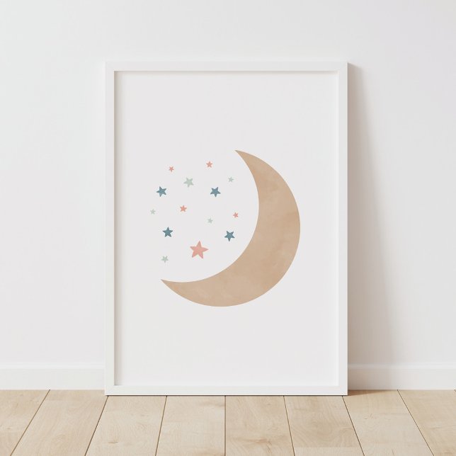 Pastel Watercolor Moon and Stars Nursery Poster (Creator Uploaded)
