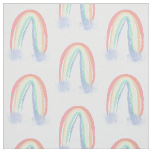 pastel watercolor painted rainbow fabric