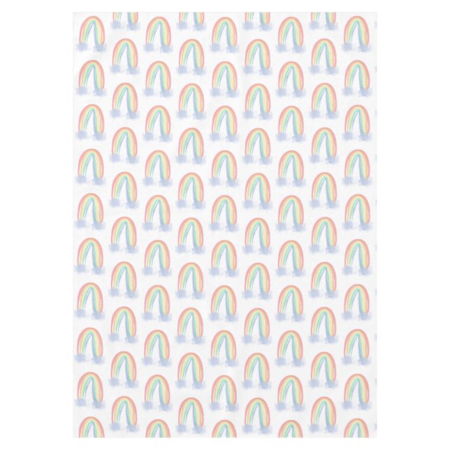 pastel watercolor painted rainbow kids children tablecloth (Front)