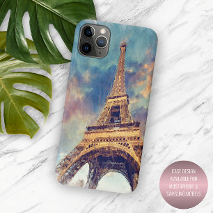 Pastel Watercolor Paris Eiffel Tower Art Painting iPhone 11 Pro Max Case