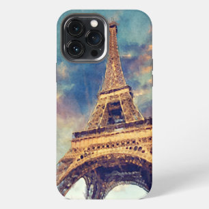 Pastel Watercolor Paris Eiffel Tower Art Painting iPhone 13 Pro Max Case