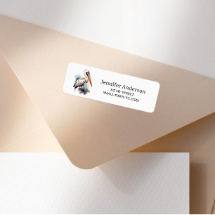Pastel Watercolor Pelican Louisiana Address Label