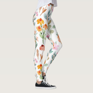 pastel watercolor peony floral leggings