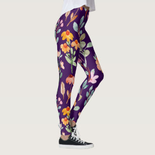 pastel watercolor peony floral leggings