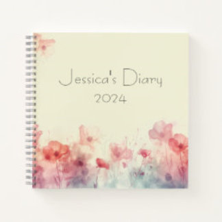 Pastel Watercolor Personalized Diary Notebook