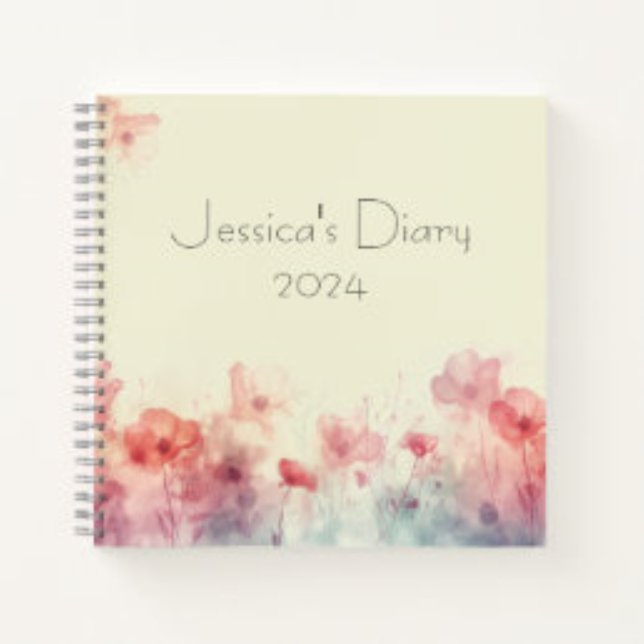 Pastel Watercolor Personalized Diary Notebook (Watercolor Abstract Floral Design Personalized Journal/Diary)