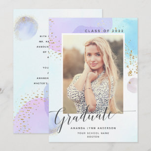 Pastel Watercolor Photo Graduation Faire-part